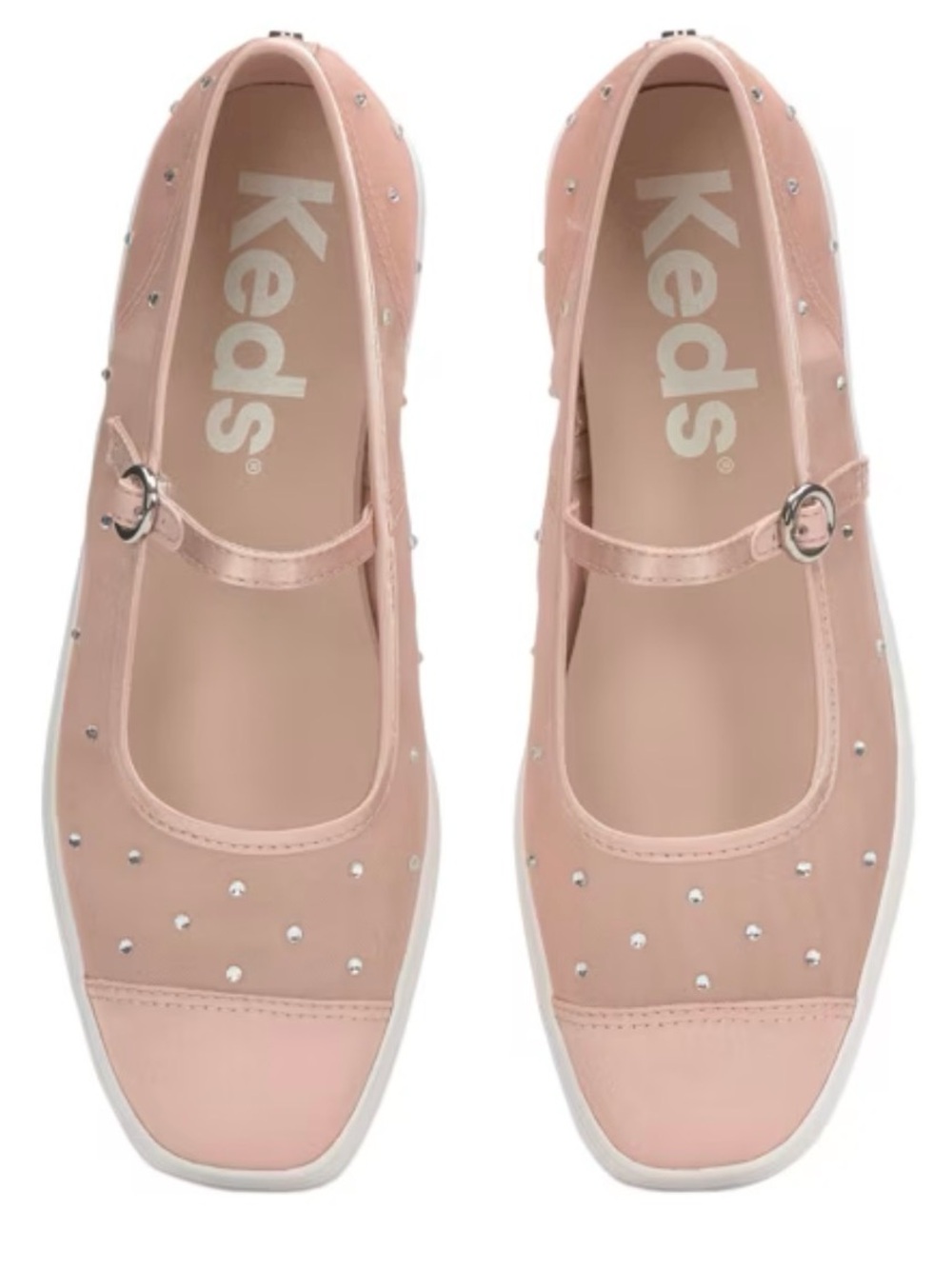 Keds Square Toe Mary Jane Sheer Mesh Jewels in Pink Size 7 - Picture 2 of 6